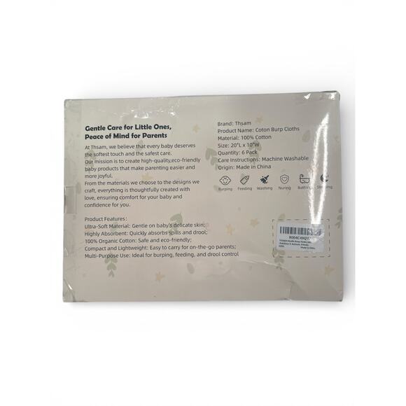 Muslin Burp Cloths 100% Cotton 20x10 Baby Burping Cloths 6 Pack Super Soft - Picture 3 of 9